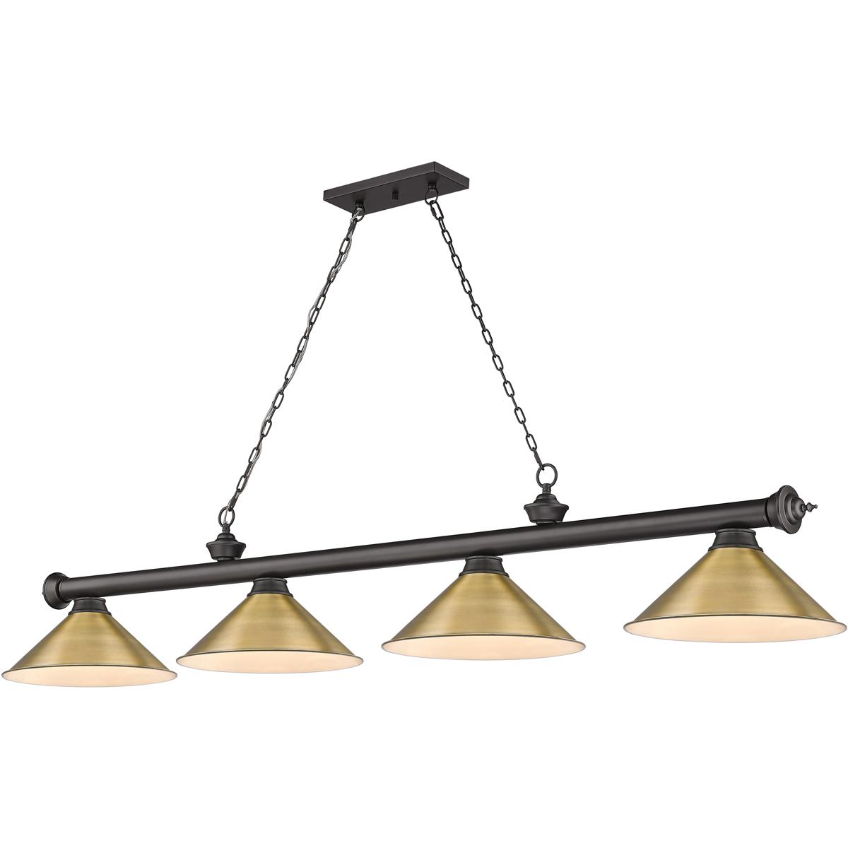 Z-Lite 2306-4BRZ-RB15 Cordon 4 Light 81.25 inch Bronze Billiard Ceiling Light in Rubbed Brass Metal