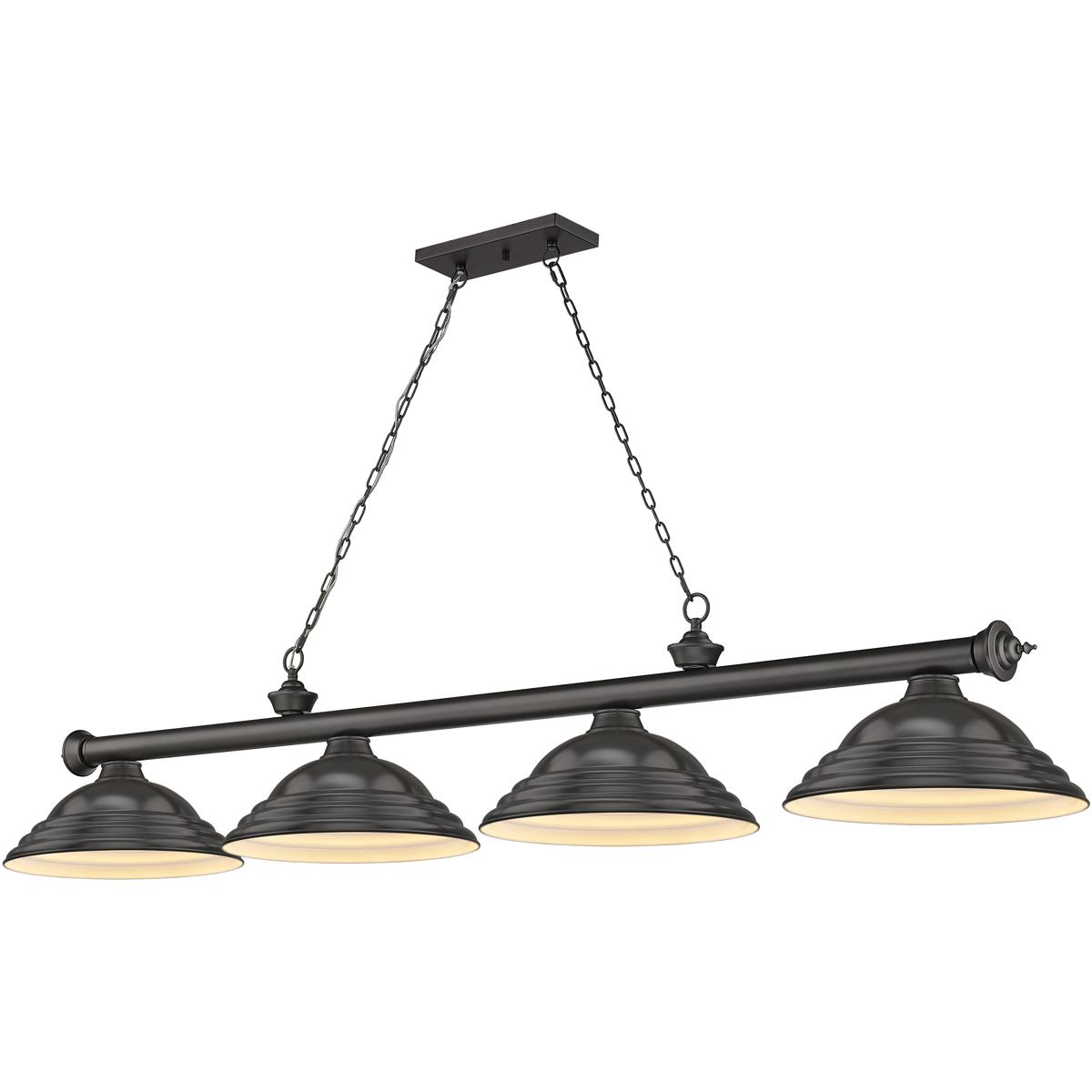Z-Lite 2306-4BRZ-SBRZ Cordon 4 Light 81.75 inch Bronze Billiard Ceiling Light in Bronze Steel
