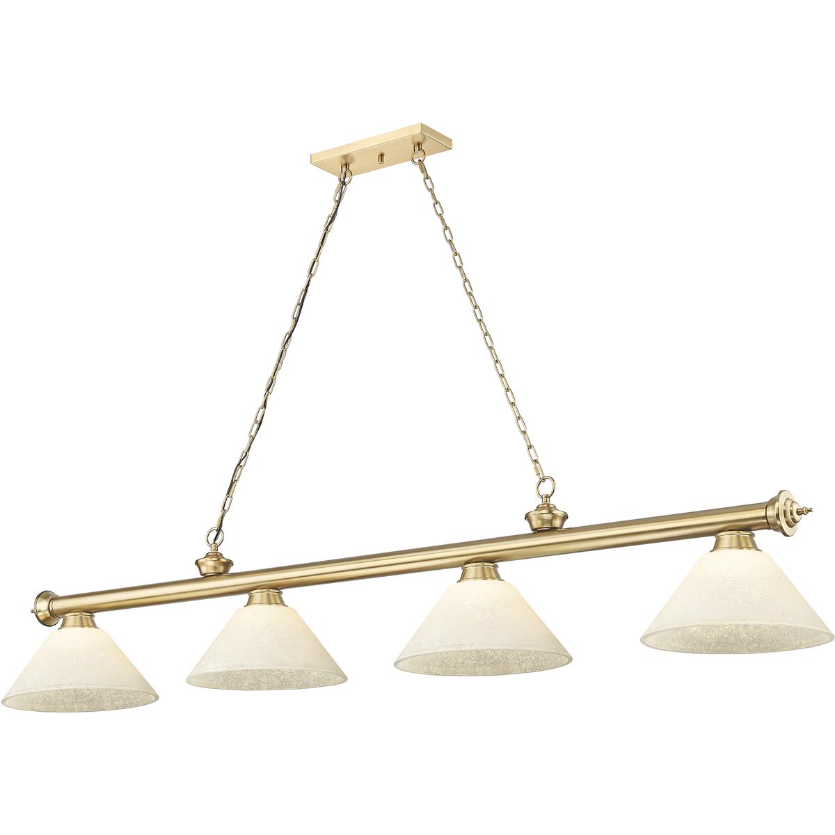 Z-Lite 2306-4HBR-AGM14 Cordon 4 Light 81.25 inch Heritage Brass Billiard Ceiling Light in Golden Mottle Glass