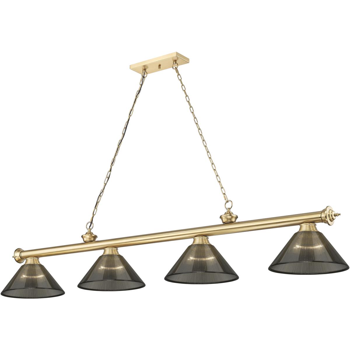 Z-Lite 2306-4HBR-ARS Cordon 4 Light 81.25 inch Heritage Brass Billiard Ceiling Light in Smoke