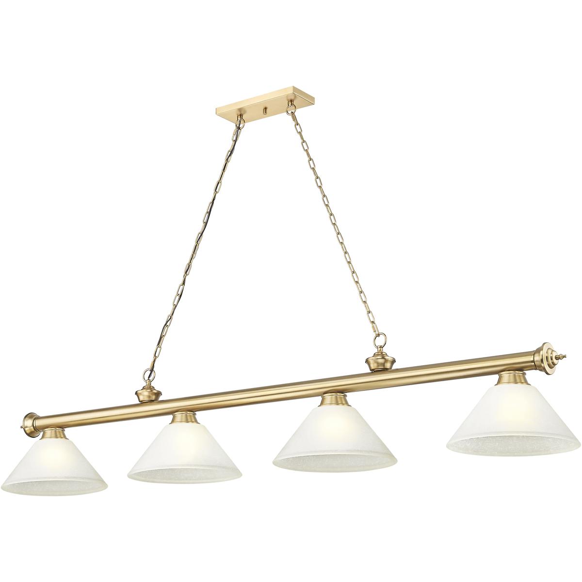 Z-Lite 2306-4HBR-AWL14 Cordon 4 Light 81.25 inch Heritage Brass Billiard Ceiling Light in White Linen Glass