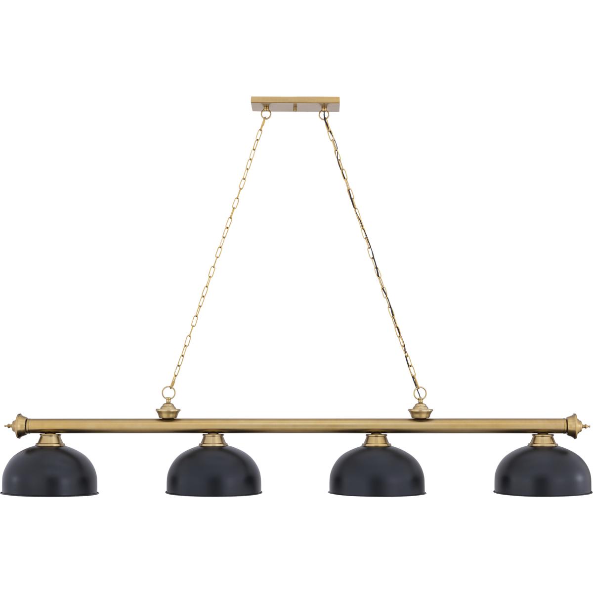 Z-Lite 2306-4HBR-D13MB Cordon 4 Light 81.5 inch Heritage Brass Billiard Ceiling Light in Matte Black