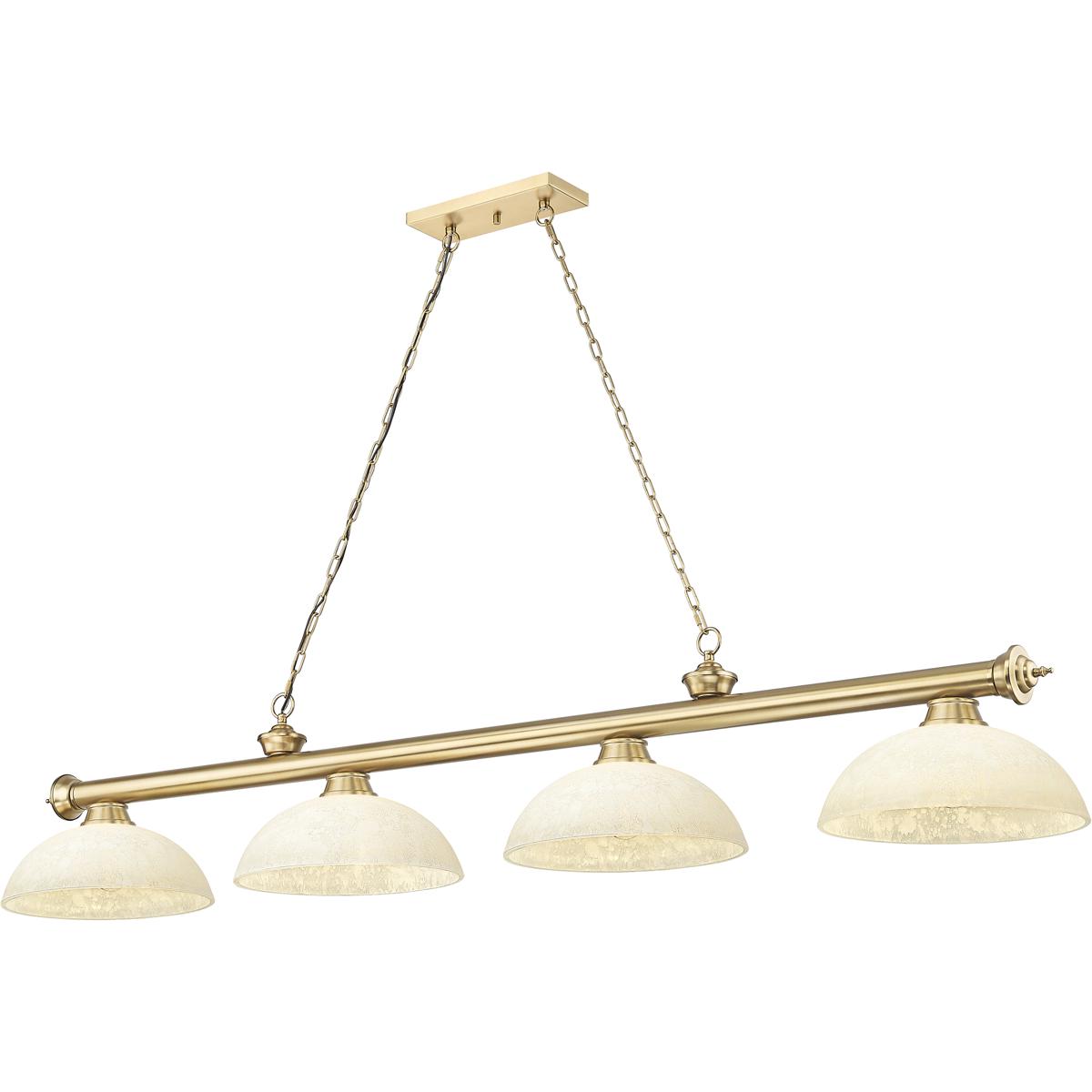 Z-Lite 2306-4HBR-DGM14 Cordon 4 Light 81.25 inch Heritage Brass Billiard Ceiling Light in Golden Mottle Glass
