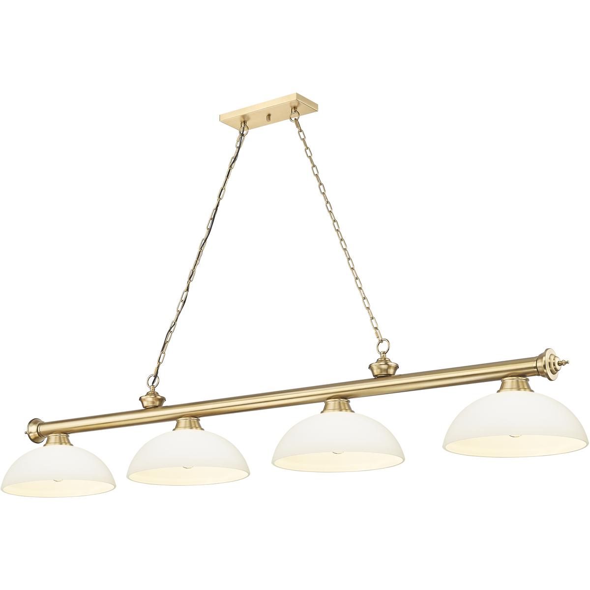 Z-Lite 2306-4HBR-DMO14 Cordon 4 Light 81.25 inch Heritage Brass Billiard Ceiling Light in Matte Opal Glass