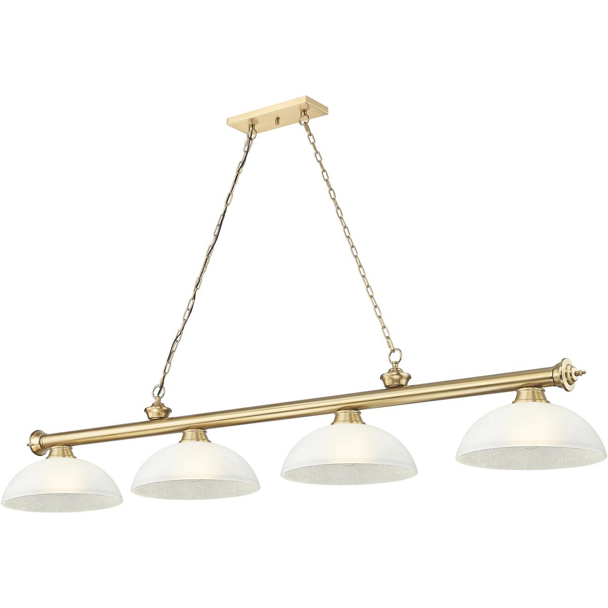 Z-Lite 2306-4HBR-DWL14 Cordon 4 Light 81.25 inch Heritage Brass Billiard Ceiling Light in White Linen Glass