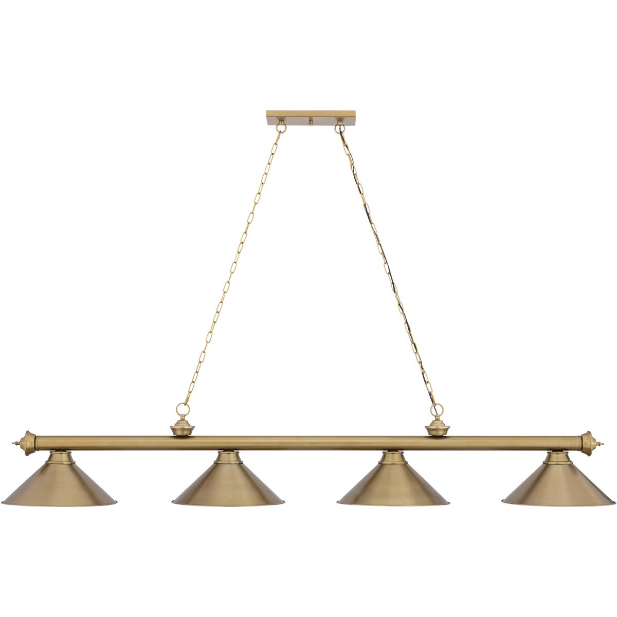 Z-Lite 2306-4HBR-HBR15 Cordon 4 Light 81.25 inch Heritage Brass Billiard Ceiling Light in Heritage Brass Metal and Glass