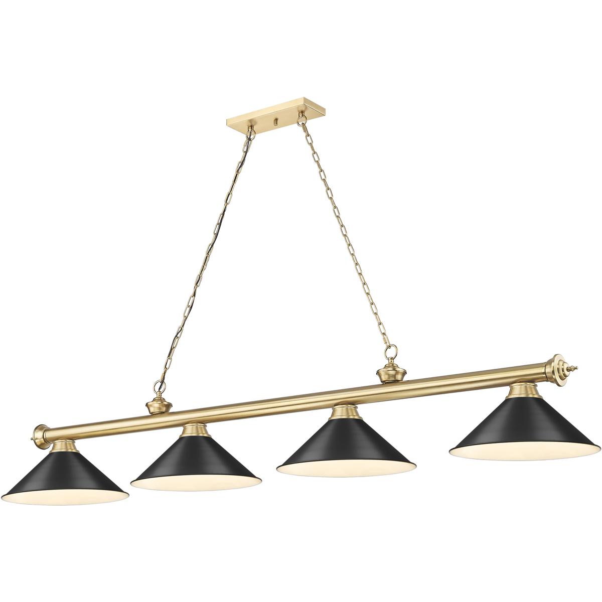 Z-Lite 2306-4HBR-MB15 Cordon 4 Light 81.25 inch Heritage Brass Billiard Ceiling Light in Matte Black