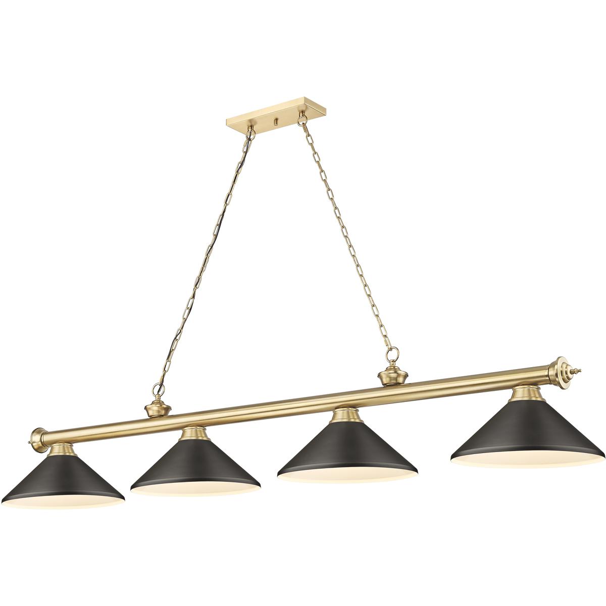 Z-Lite 2306-4HBR-MBRZ Cordon 4 Light 81.75 inch Heritage Brass Billiard Ceiling Light in Bronze Metal