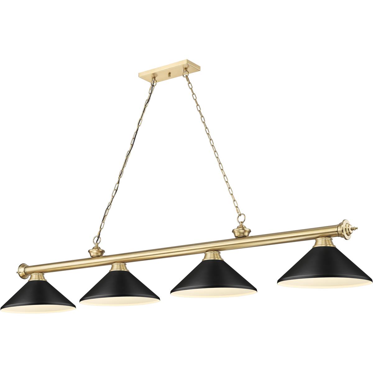 Z-Lite 2306-4HBR-MMB Cordon 4 Light 81.75 inch Heritage Brass Billiard Ceiling Light in Matte Black