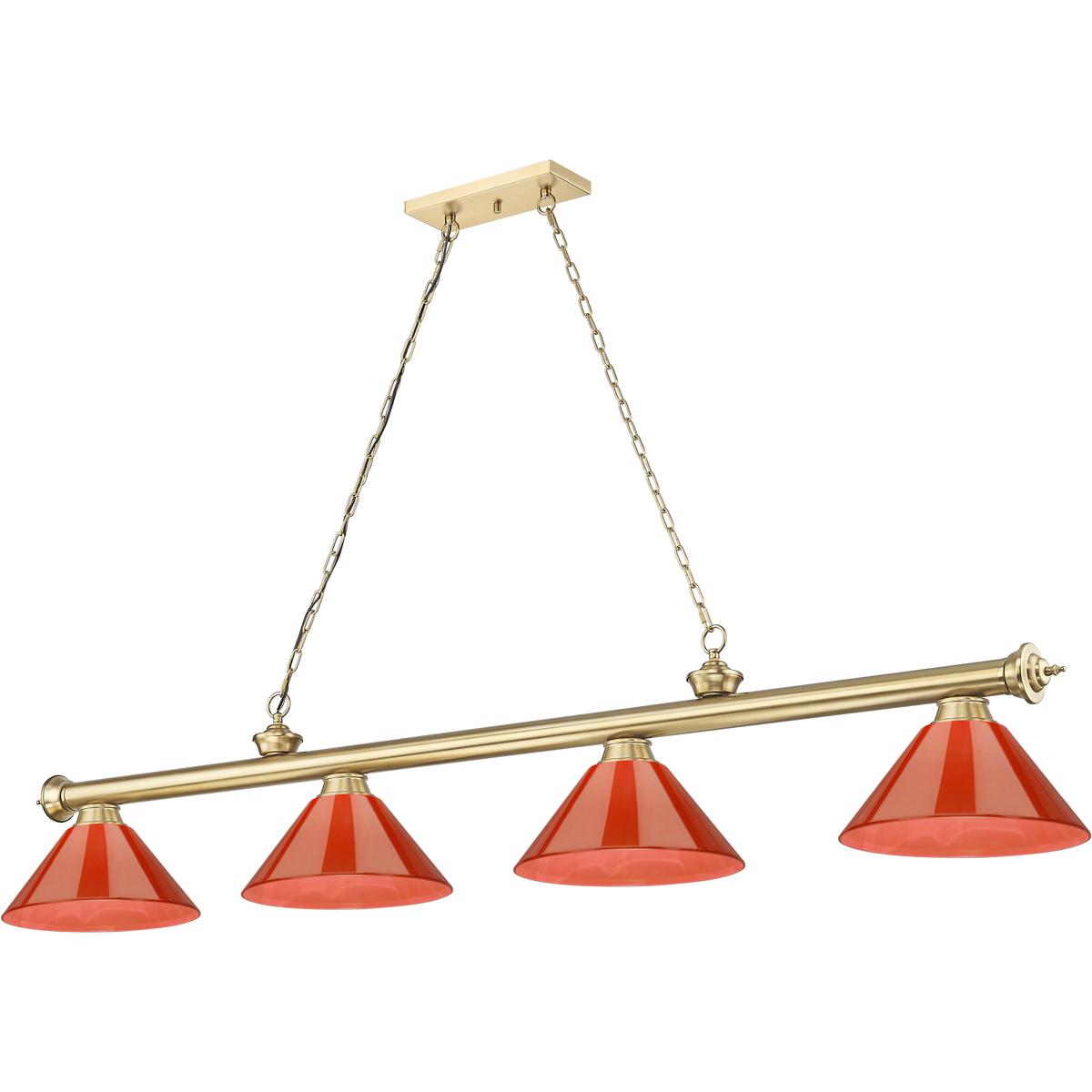 Z-Lite 2306-4HBR-PRD Cordon 4 Light 81.25 inch Heritage Brass Billiard Ceiling Light in Red