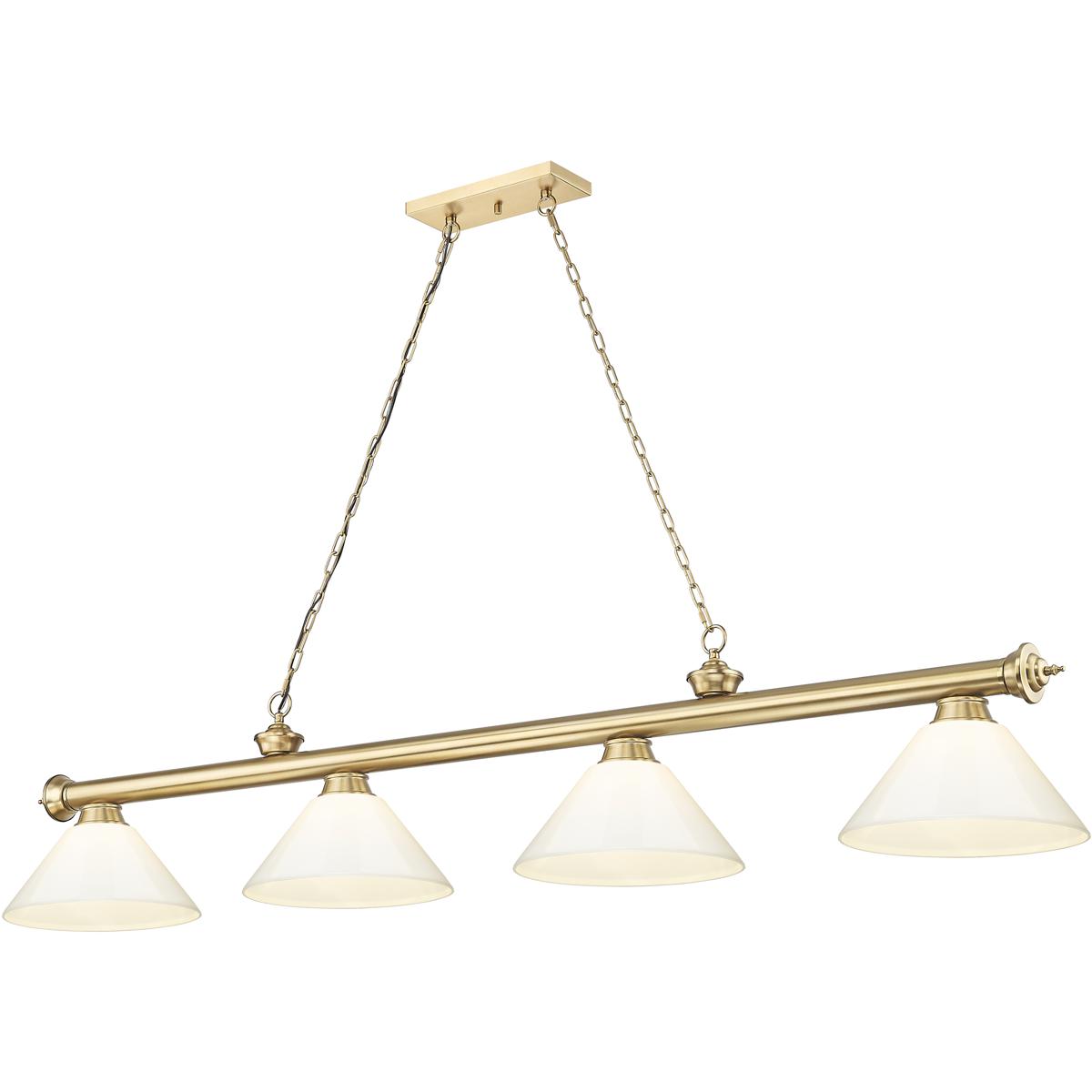 Z-Lite 2306-4HBR-PWH Cordon 4 Light 81.25 inch Heritage Brass Billiard Ceiling Light in White