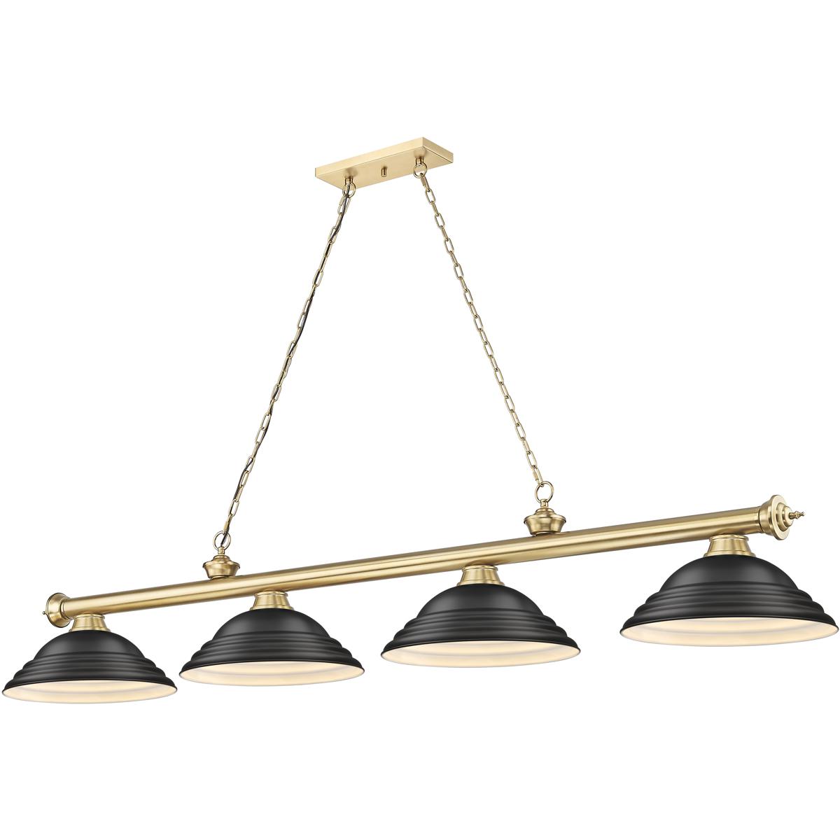 Z-Lite 2306-4HBR-SMB Cordon 4 Light 81.75 inch Heritage Brass Billiard Ceiling Light in Matte Black