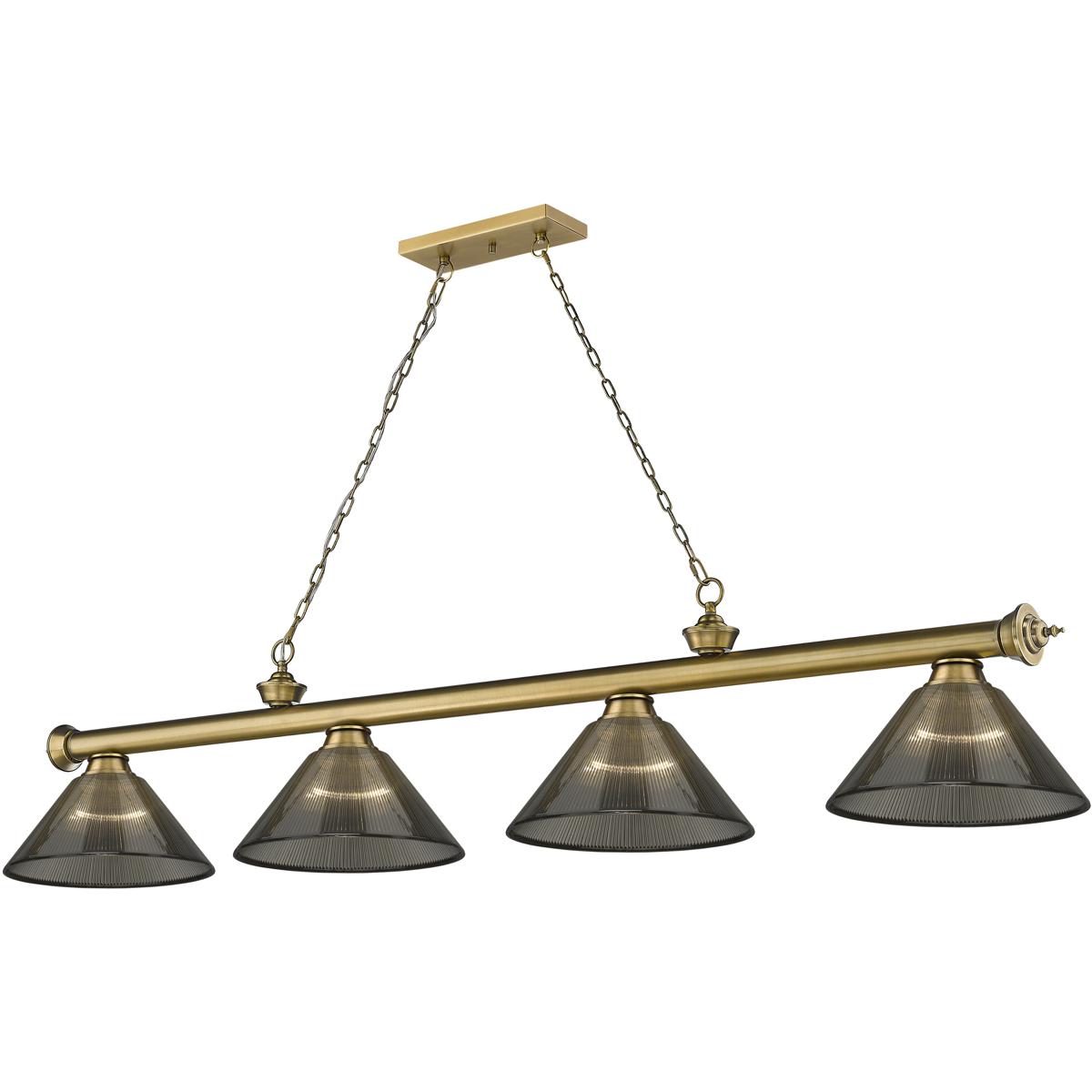 Z-Lite 2306-4RB-ARS Cordon 4 Light 81.25 inch Rubbed Brass Billiard Ceiling Light in Smoke Acrylic