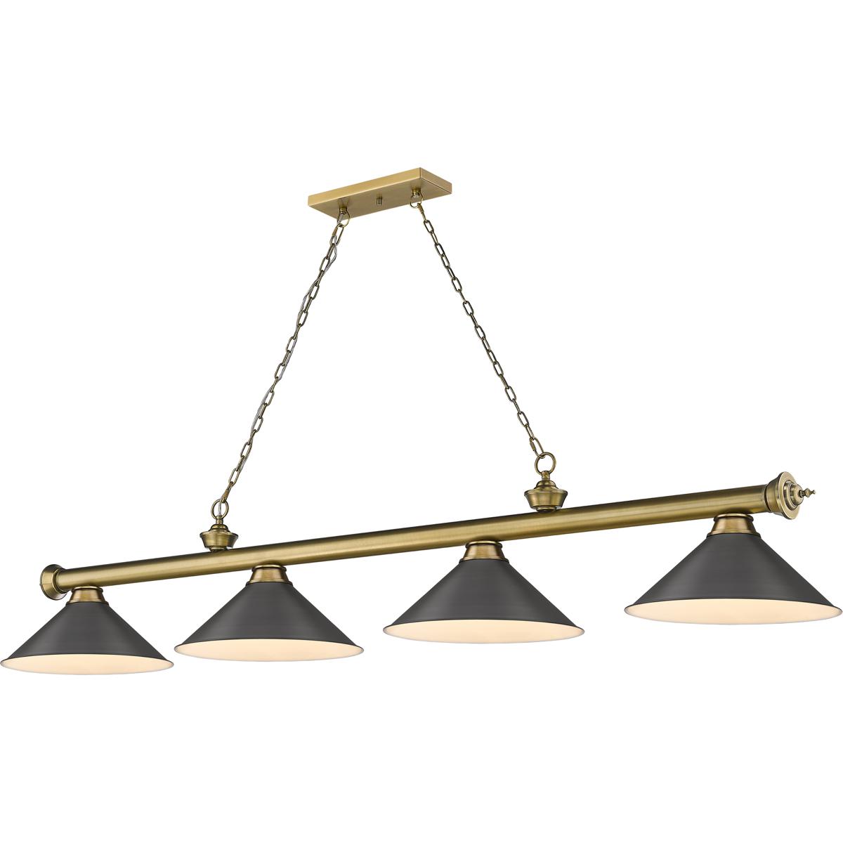 Z-Lite 2306-4RB-BRZ15 Cordon 4 Light 81.25 inch Rubbed Brass Billiard Ceiling Light in Bronze Steel