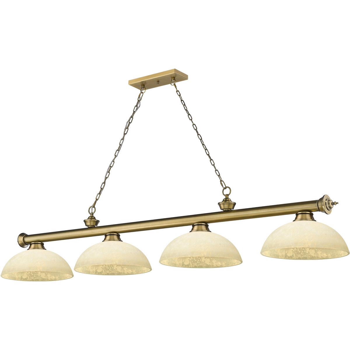 Z-Lite 2306-4RB-DGM14 Cordon 4 Light 81.25 inch Rubbed Brass Billiard Ceiling Light in Golden Mottle Glass