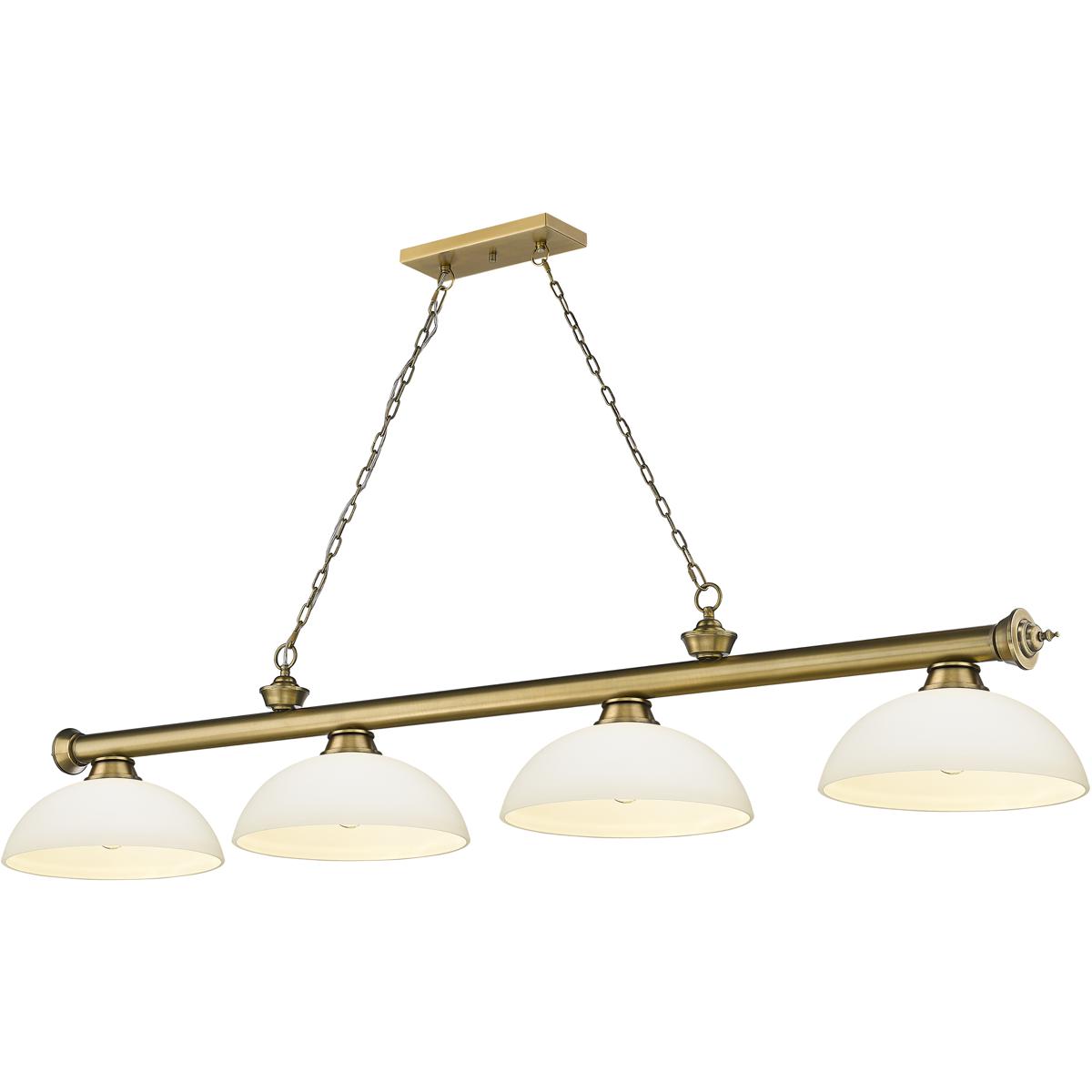 Z-Lite 2306-4RB-DMO14 Cordon 4 Light 81.25 inch Rubbed Brass Billiard Ceiling Light in Matte Opal Glass