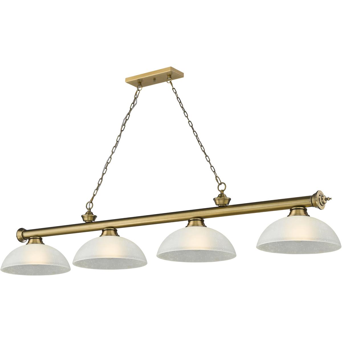 Z-Lite 2306-4RB-DWL14 Cordon 4 Light 81.25 inch Rubbed Brass Billiard Ceiling Light in White Linen Glass