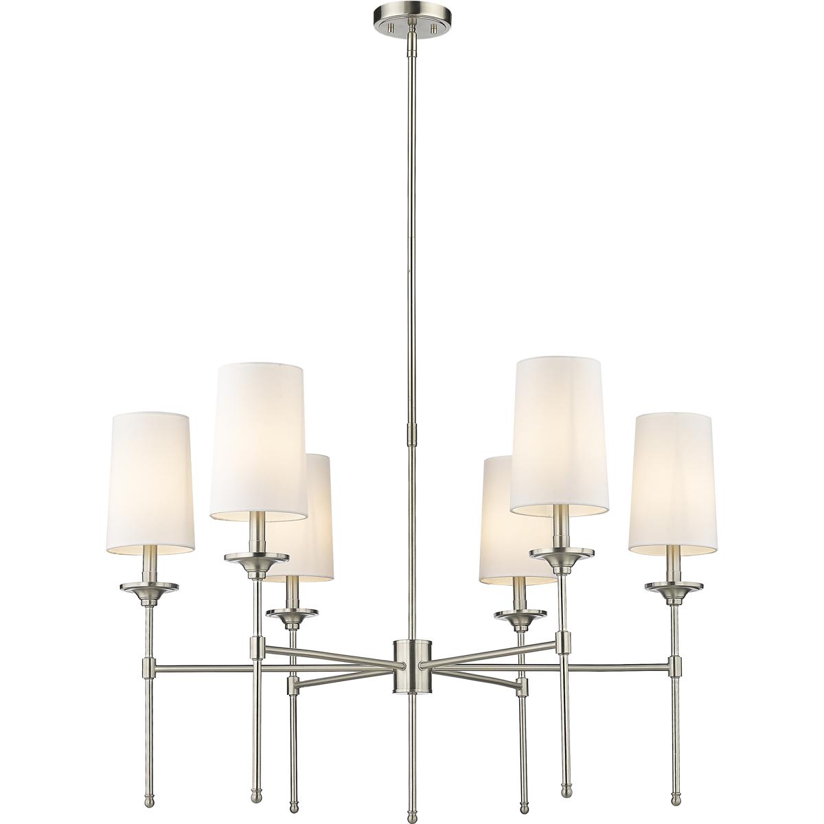 Z-Lite 3033-6BN Emily 6 Light 38 inch Brushed Nickel Chandelier Ceiling Light