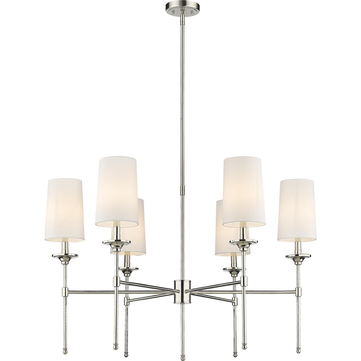 Z-Lite 3033-6PN Emily 6 Light 38 inch Polished Nickel Chandelier Ceiling Light