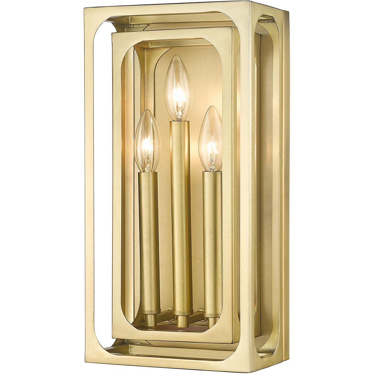 Easton Wall Sconce, 3-Light, 8 In.W x 5 In.L x 16 In.H, Rubbed Brass/Rubbed Brass