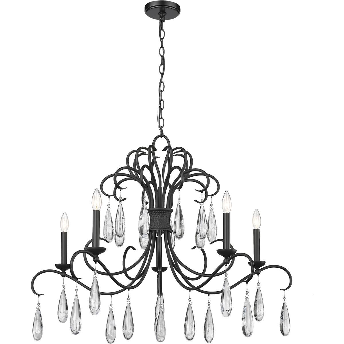 Z-Lite 3039-38MB Amara 5 Light 38 inch Matte Black Chandelier Ceiling Light