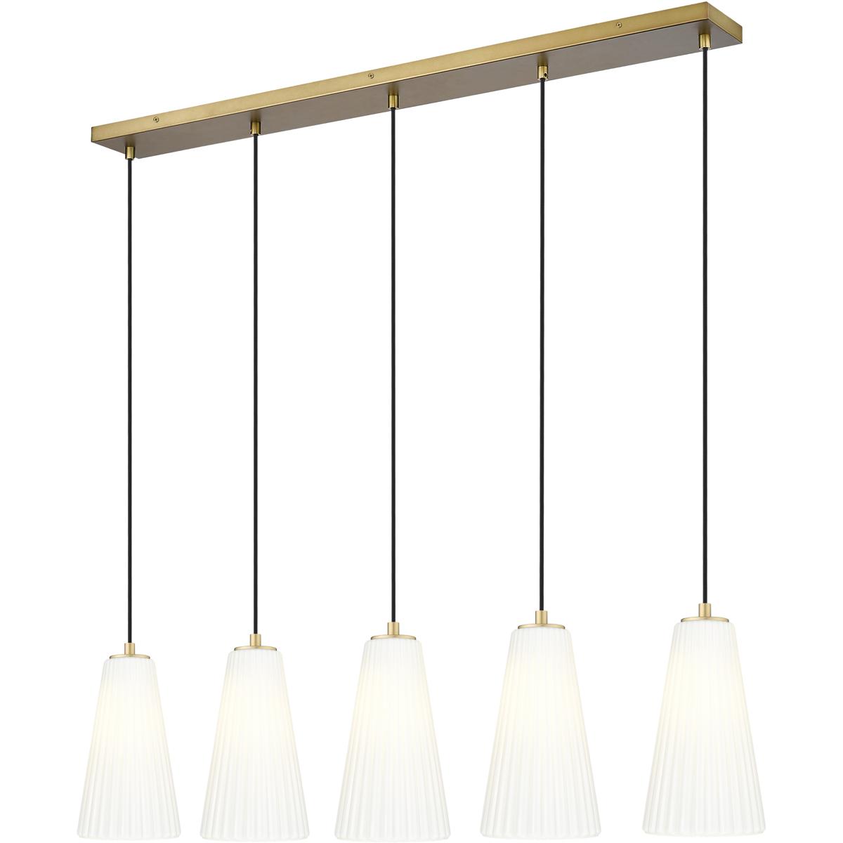 Z-Lite 3043P6-5L-MGLD Farrell 5 Light 42 inch Modern Gold Linear Chandelier Ceiling Light