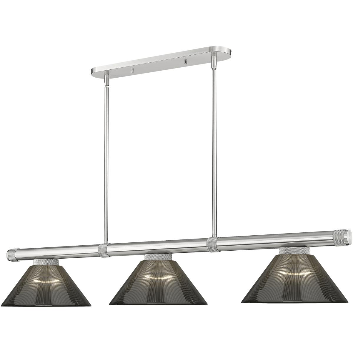 Z-Lite 3050-3BN-ARS Vanguard 3 Light 58.5 inch Brushed Nickel Billiard Ceiling Light in Smoke