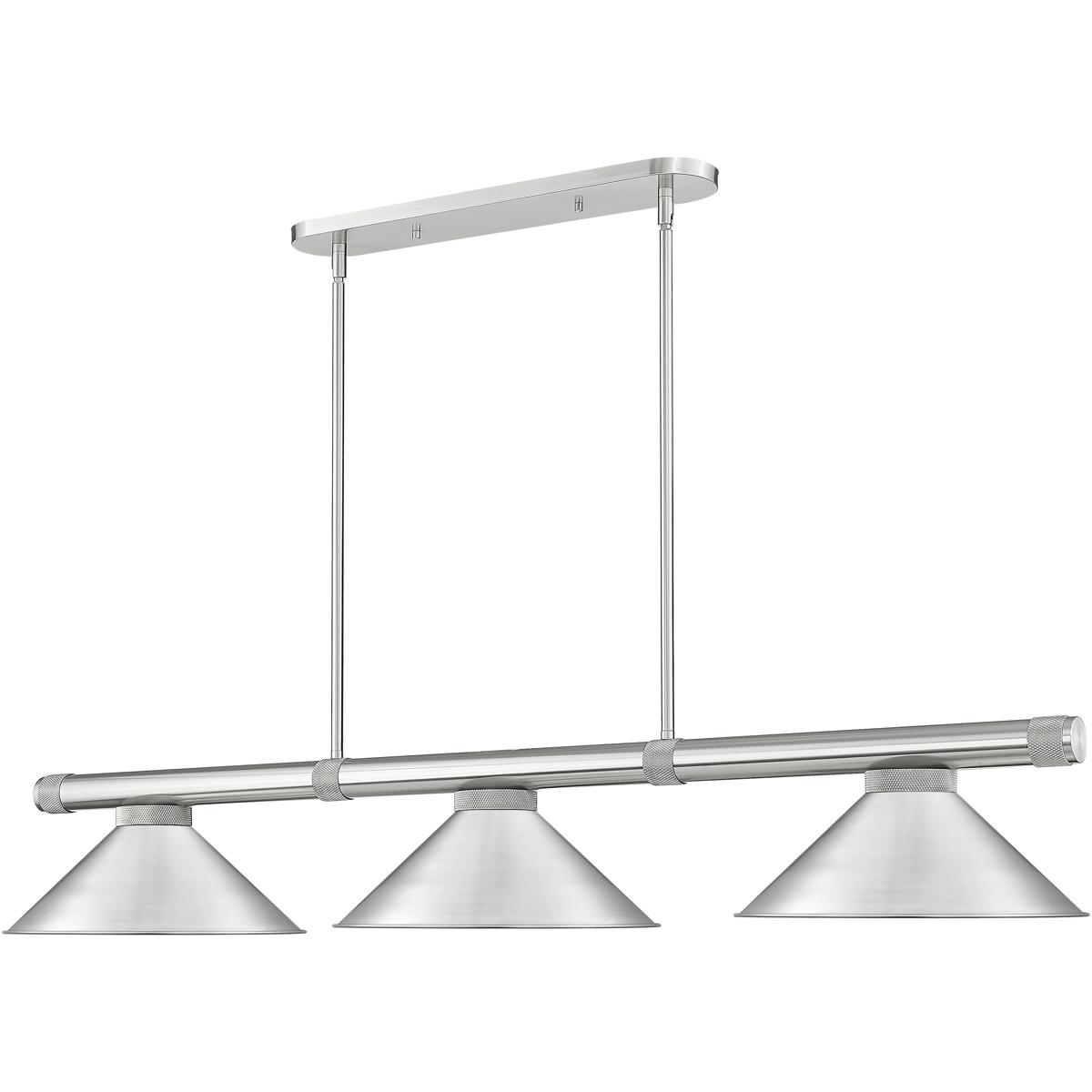 Z-Lite 3050-3BN-BN15 Vanguard 3 Light 58.5 inch Brushed Nickel Billiard Ceiling Light