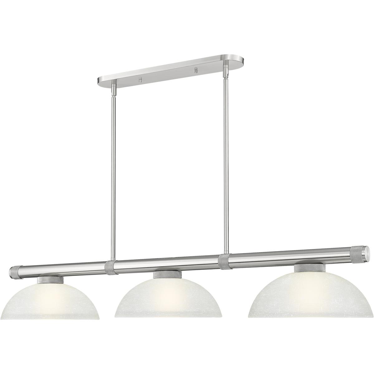 Z-Lite 3050-3BN-DWL14 Vanguard 3 Light 58.5 inch Brushed Nickel Billiard Ceiling Light in White Linen Glass