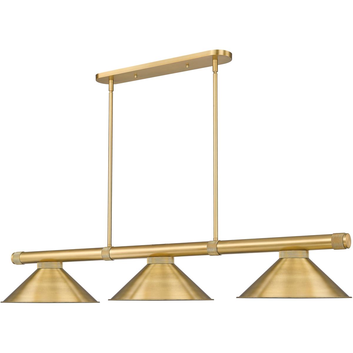 Z-Lite 3050-3RB-RB15 Vanguard 3 Light 58.5 inch Rubbed Brass Billiard Ceiling Light