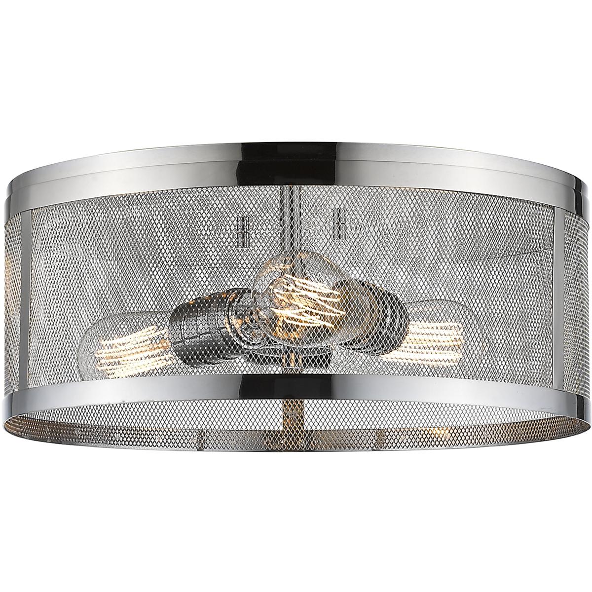 Z-Lite 331F14-CH Meshsmith 3 Light 14.88 inch Chrome Flush Mount Ceiling Light in Chrome Steel