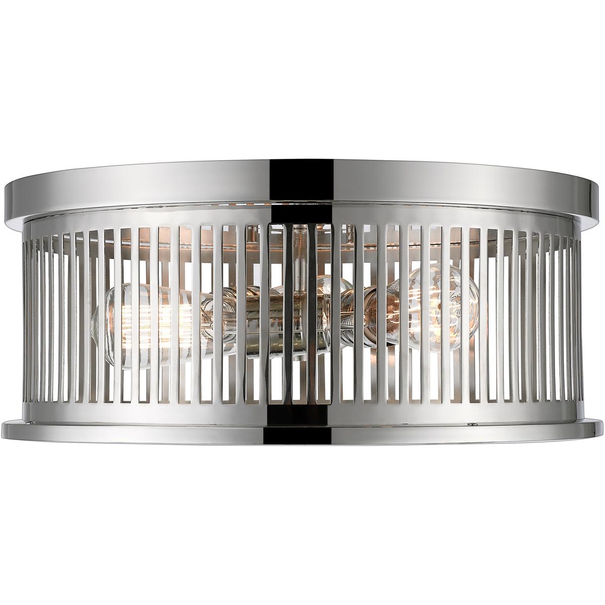 Z-Lite 334F3PN Camellia 3 Light 16 inch Polished Nickel Flush Mount Ceiling Light in Polished Nickel Steel