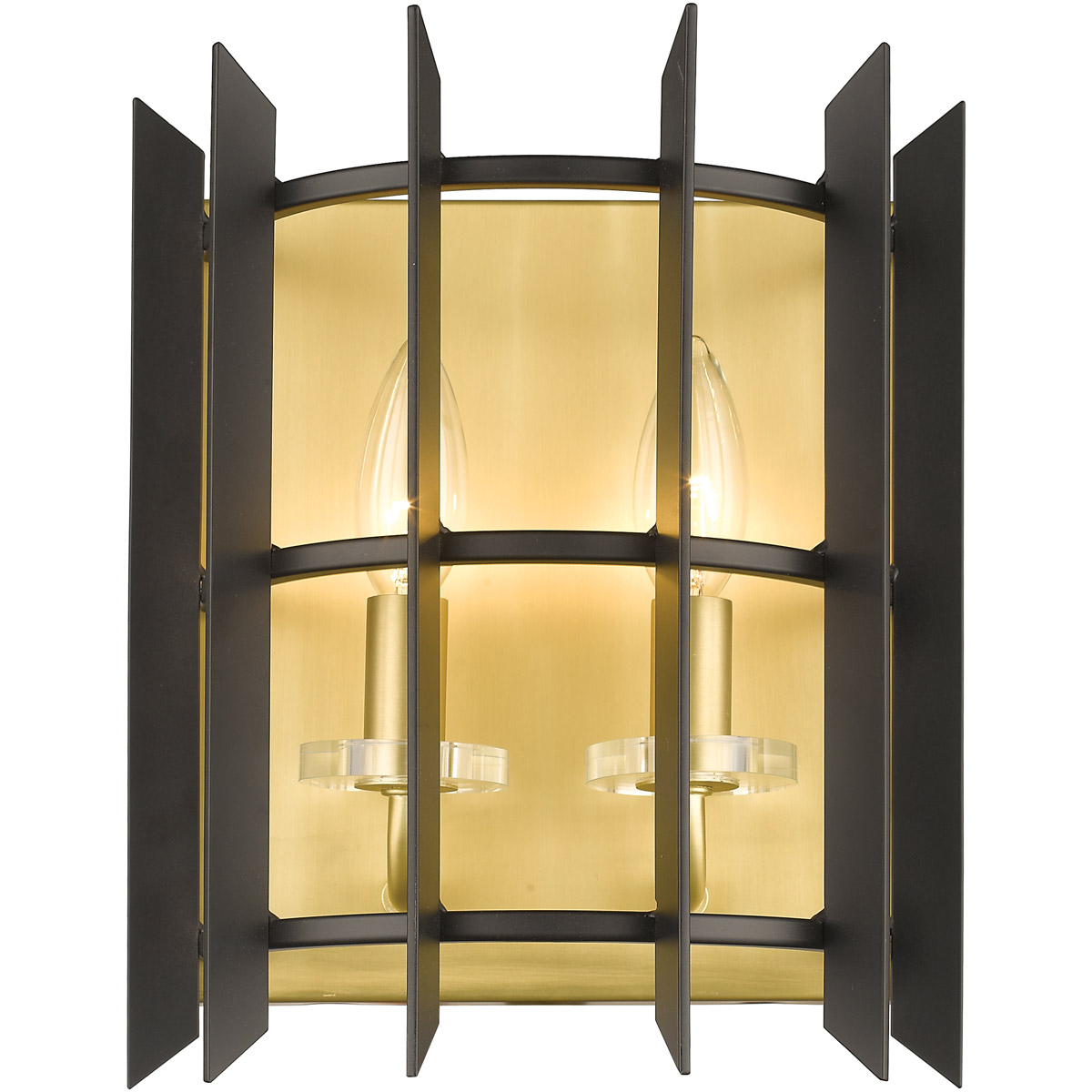 Z-Lite 338-2S-MB+SBR Haake 2 Light 9.12 inch Satin Brass Wall Sconce Wall Light