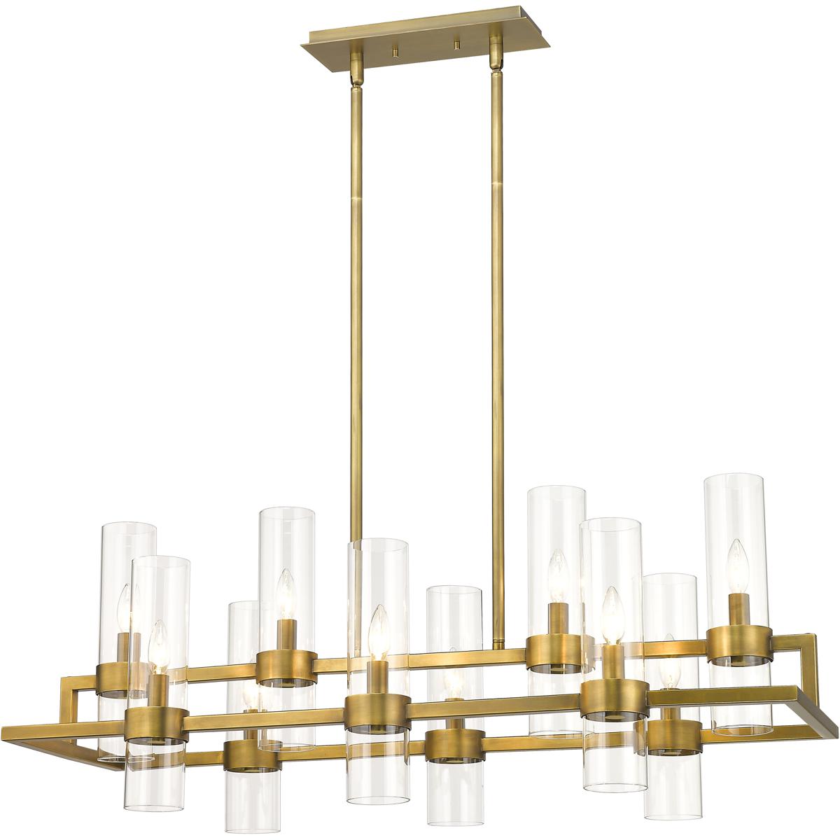 Z-Lite 4008-10RB Datus 10 Light 42.5 inch Rubbed Brass Linear Chandelier Ceiling Light
