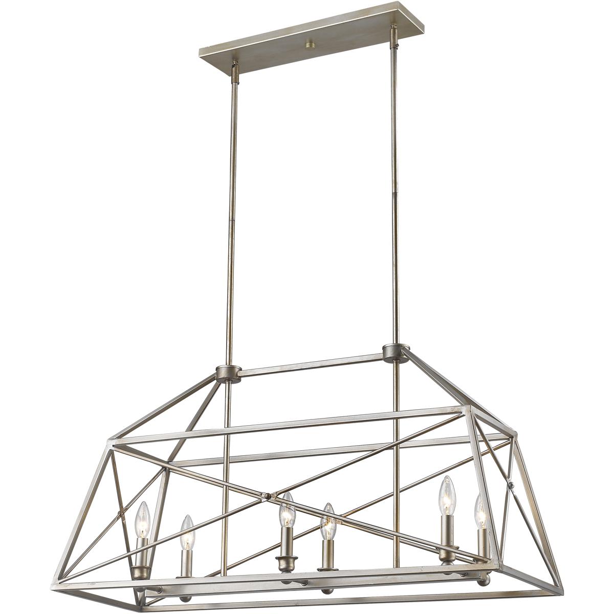 Z-Lite 447-36AS Trestle 6 Light 36 inch Antique Silver Linear Chandelier Ceiling Light
