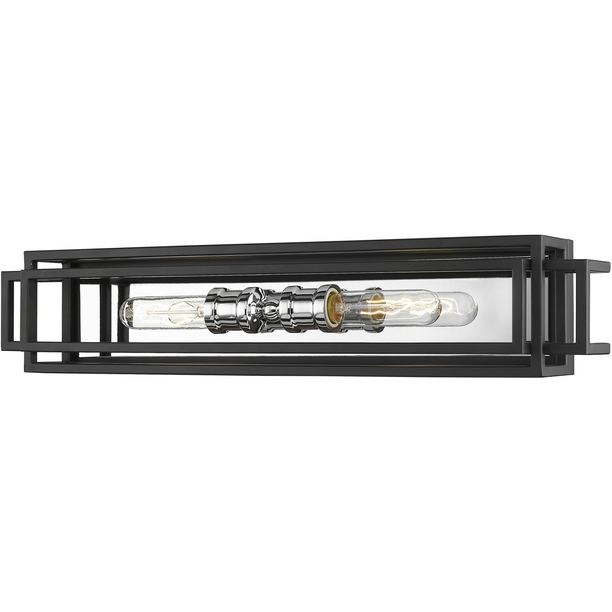 Z-Lite 454-2V-BK-CH Titania 2 Light 24 inch Black and Chrome Vanity Wall Light