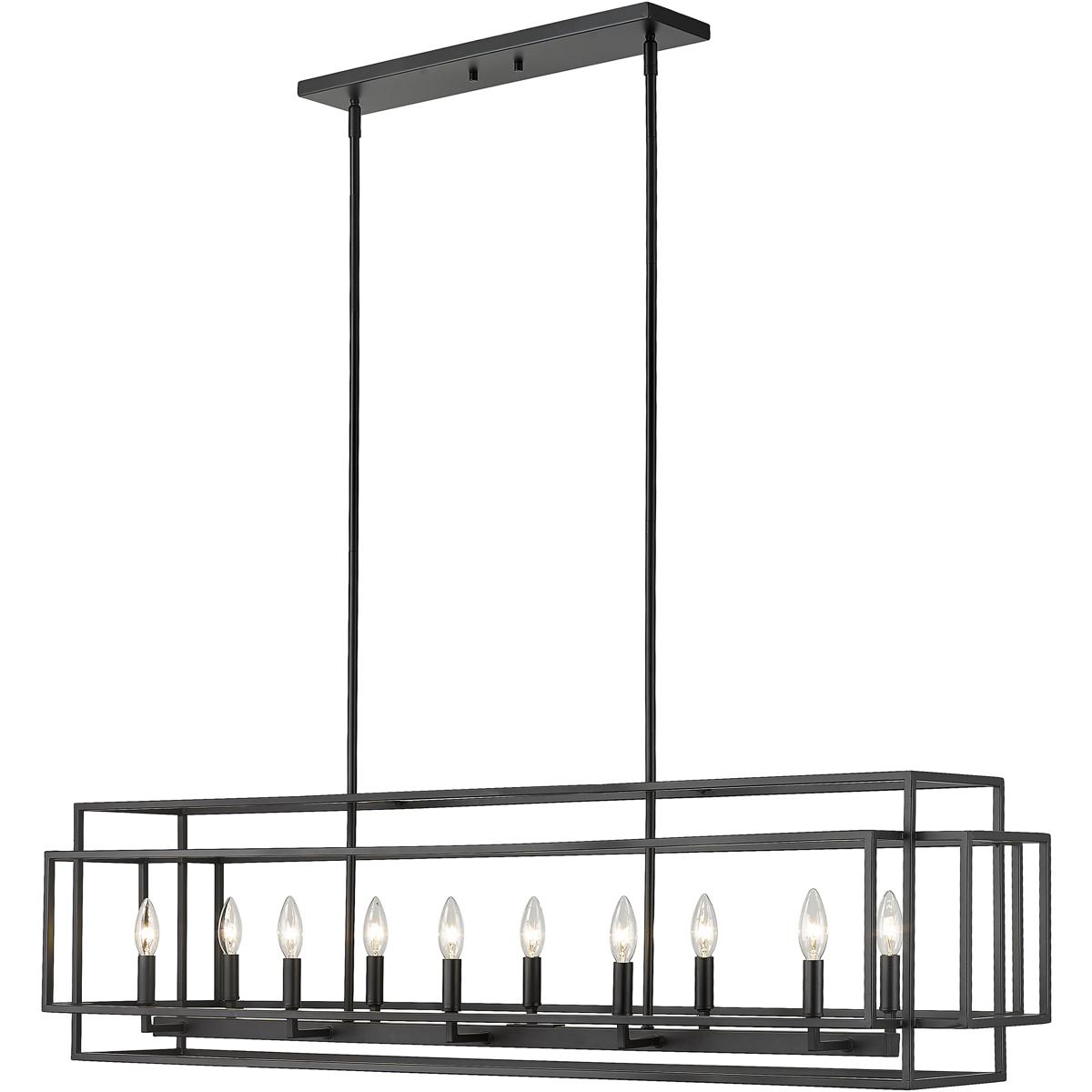 Z-Lite 454-54L-MB Titania 10 Light 54 inch Matte Black Linear Chandelier Ceiling Light
