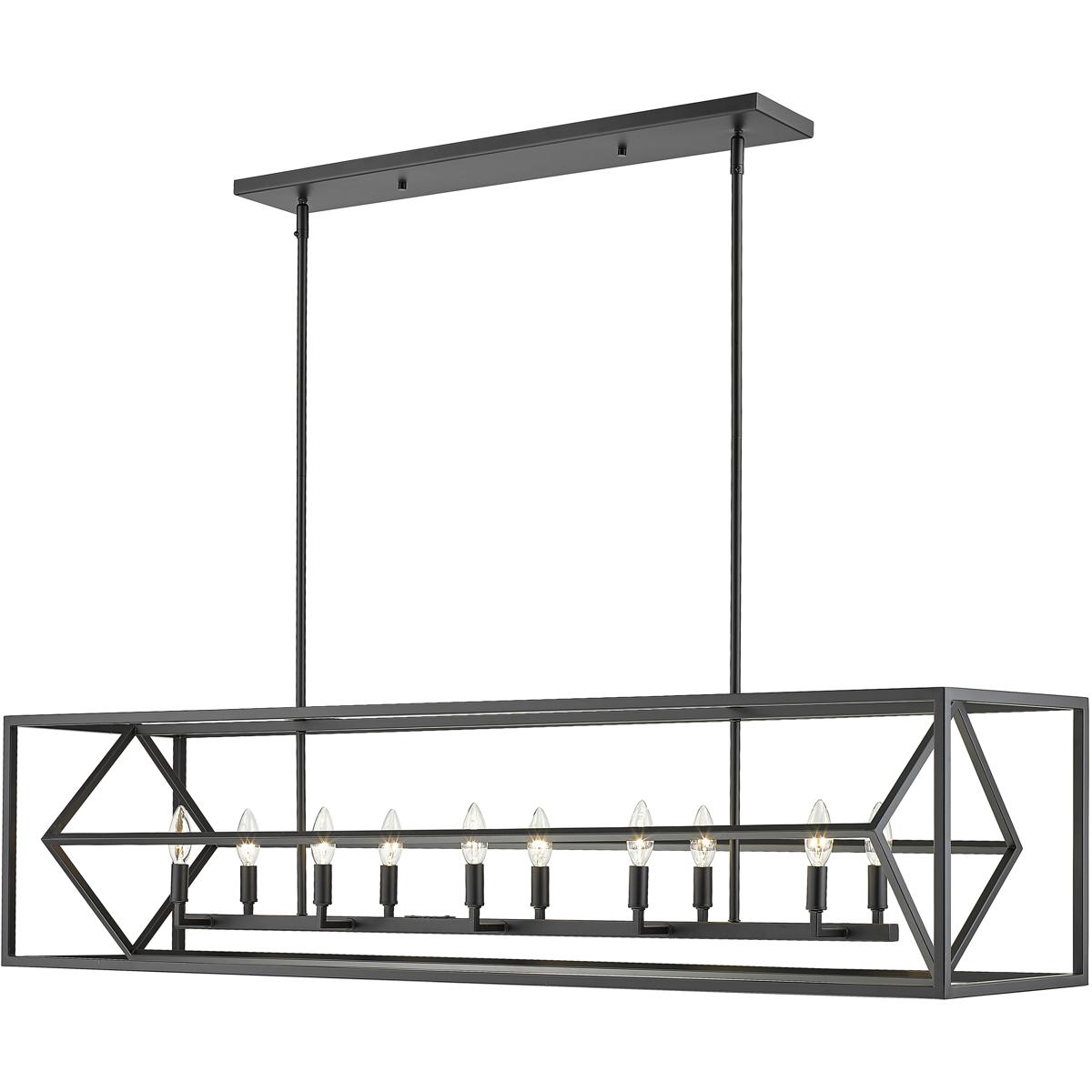 Z-Lite 457-10L-MB Euclid 10 Light 56 inch Matte Black Linear Chandelier Ceiling Light