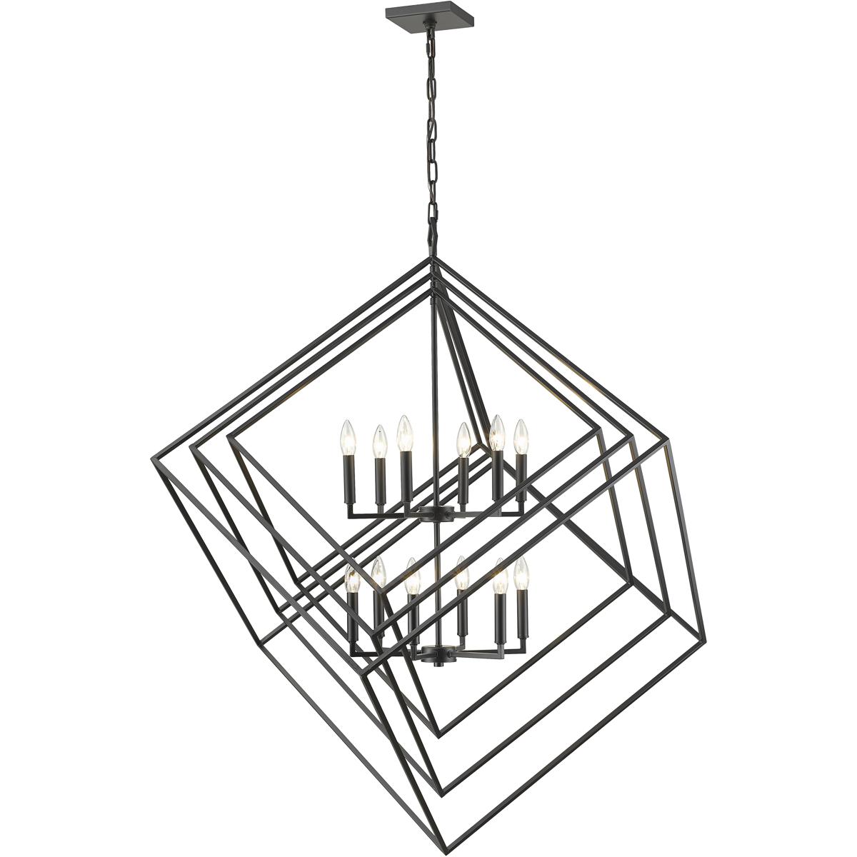 Z-Lite 457-12MB Euclid 12 Light 47.5 inch Matte Black Chandelier Ceiling Light