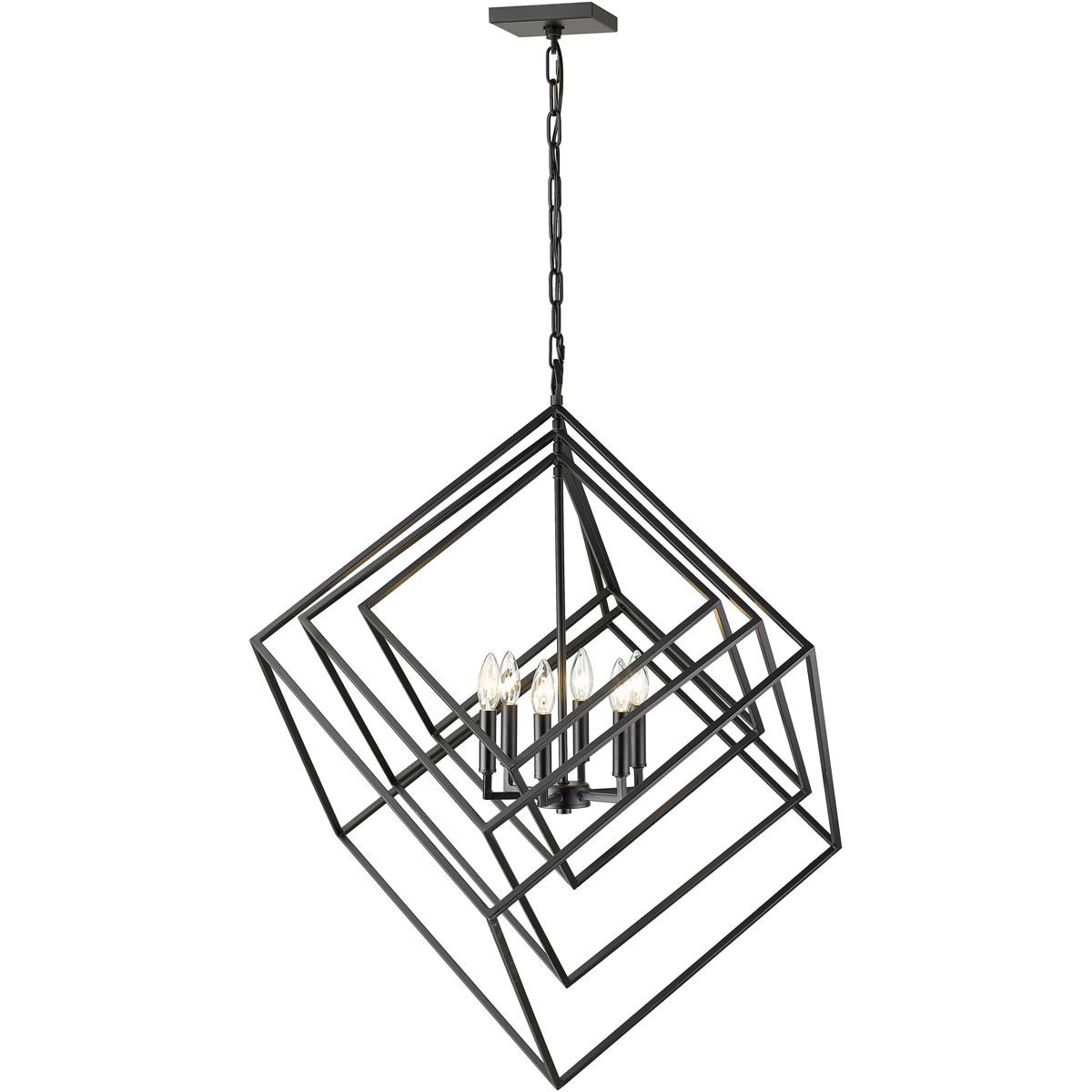 Z-Lite 457-6MB Euclid 6 Light 35.5 inch Matte Black Chandelier Ceiling Light