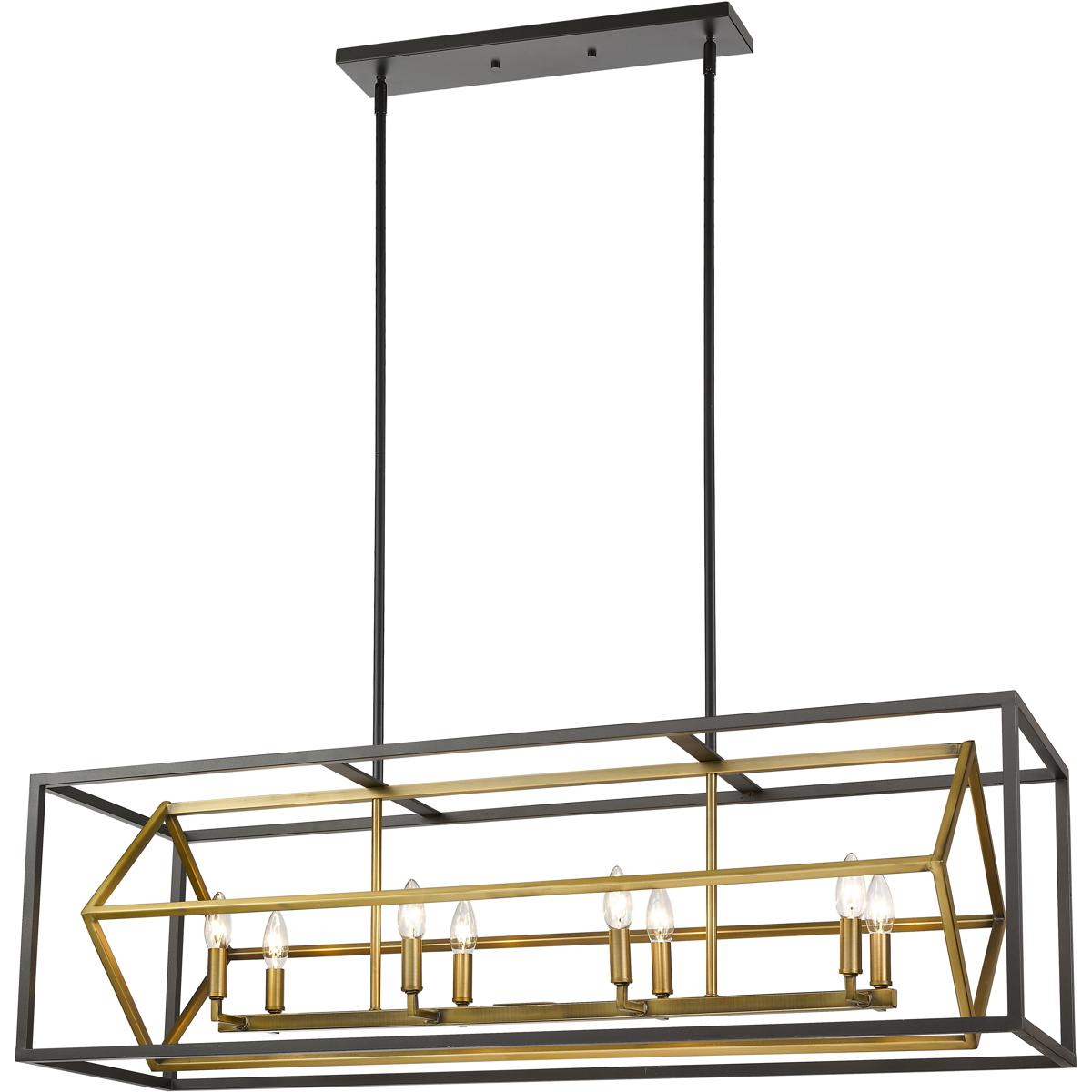 Z-Lite 457-8L-OBR-BRZ Euclid 8 Light 44 inch Olde Brass and Bronze Linear Chandelier Ceiling Light