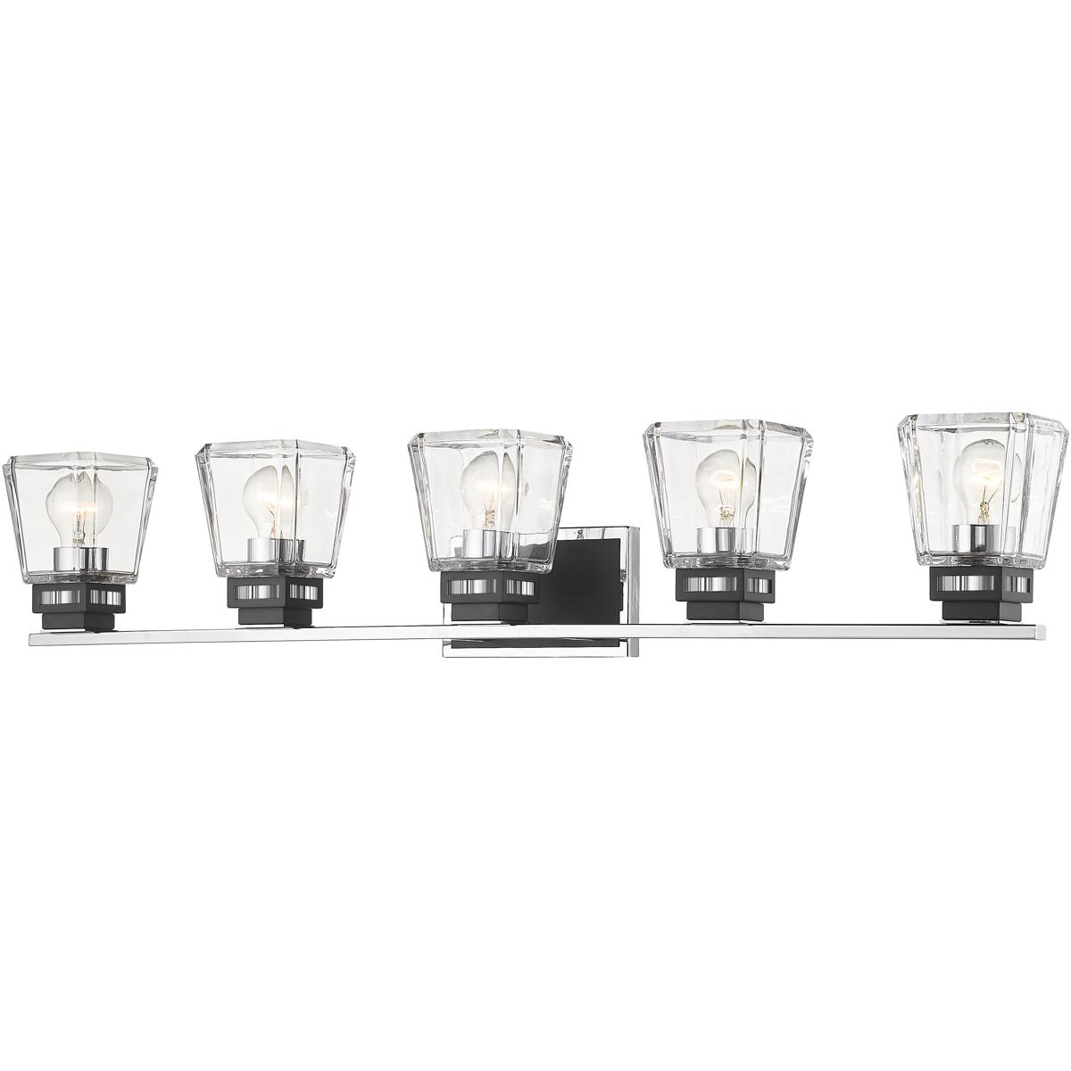 Z-Lite 474-5V-CH-MB Jackson 5 Light 42.25 inch Chrome and Matte Black Vanity Wall Light