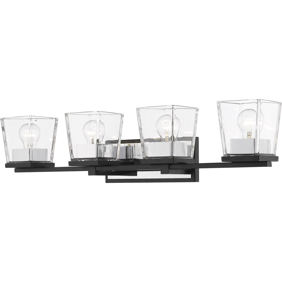 Z-Lite 475-4V-MB-CH Bleeker Street 4 Light 33 inch Matte Black and Chrome Vanity Wall Light