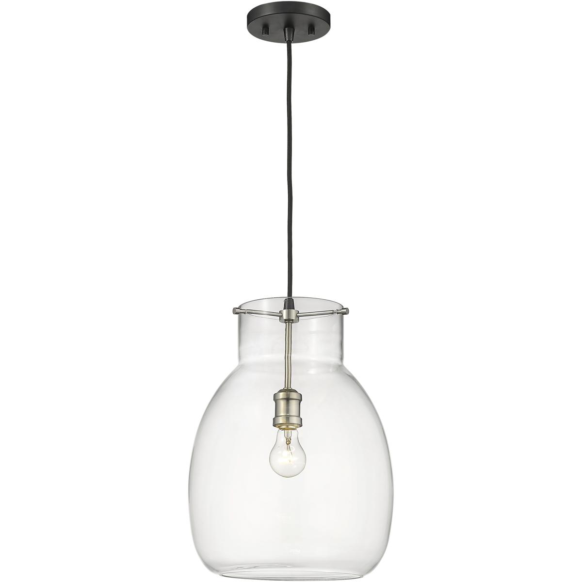 Z-Lite 476P-MB-BN Bella 1 Light 12 inch Matte Black and Brushed Nickel Pendant Ceiling Light