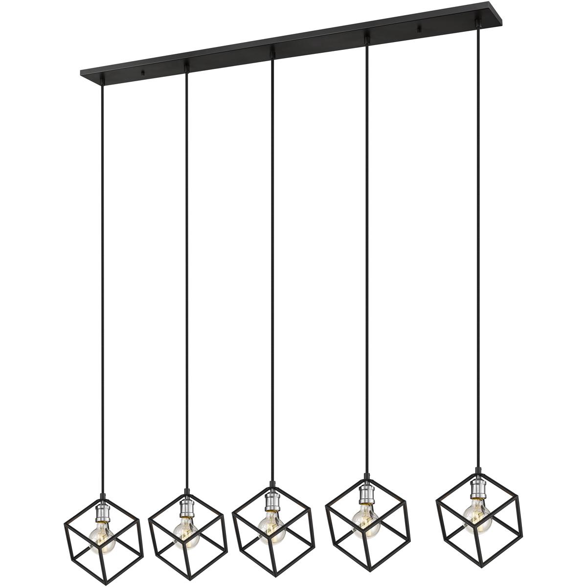 Z-Lite 478-5L-MB-BN Vertical 5 Light 54 inch Matte Black and Brushed Nickel Linear Chandelier Ceiling Light