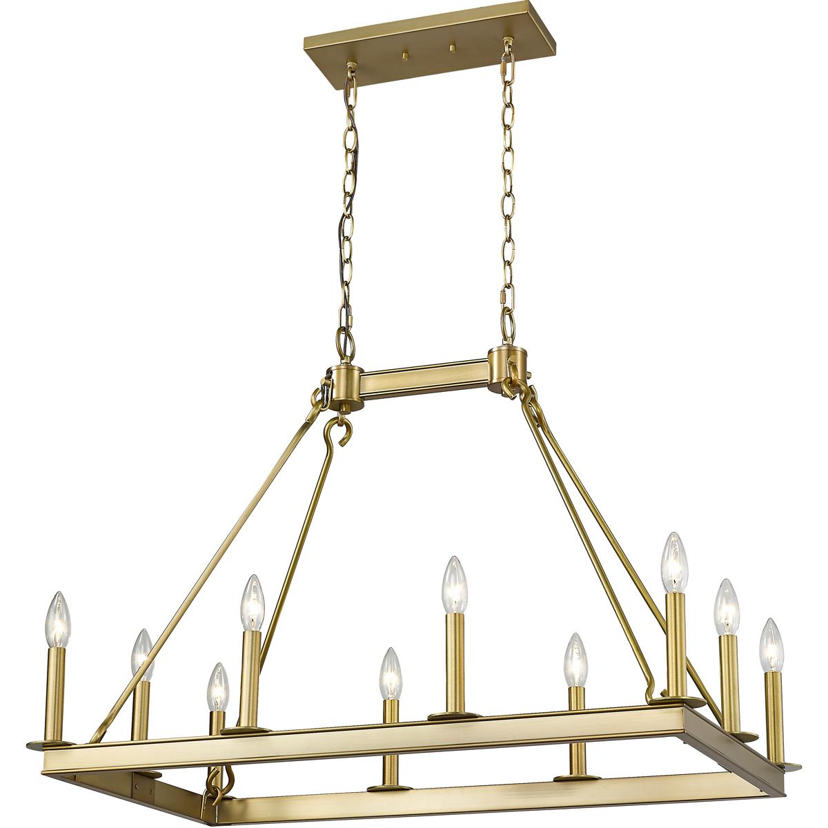 Z-Lite 482-10L-OBR Barclay 10 Light 34 inch Olde Brass Linear Chandelier Ceiling Light