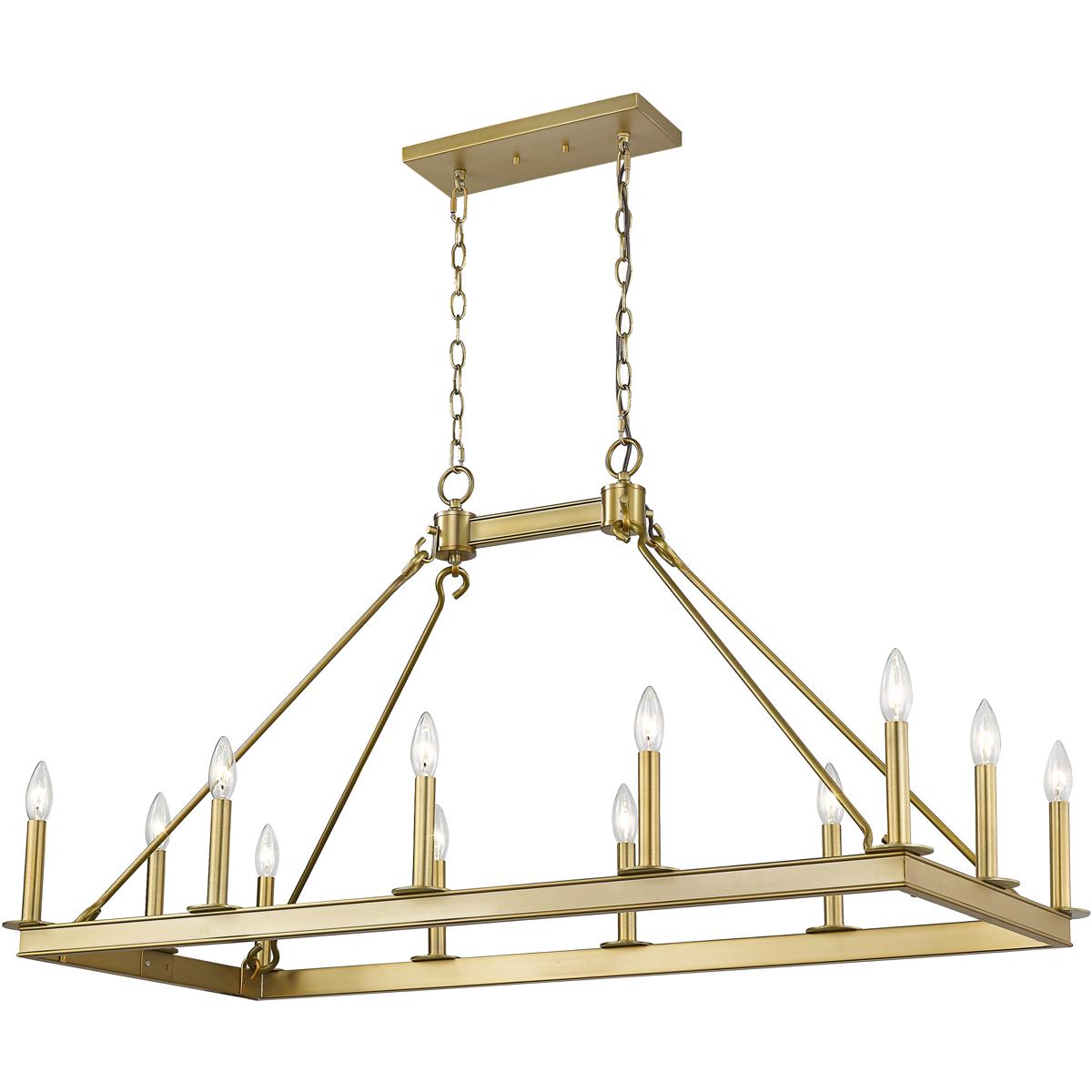 Z-Lite 482-12L-OBR Barclay 12 Light 45 inch Olde Brass Linear Chandelier Ceiling Light