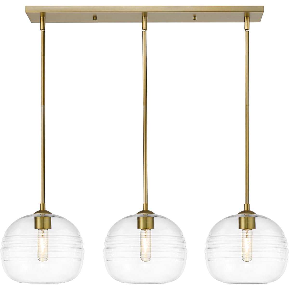 Z-Lite 486P10-3L-OBR Harmony 3 Light 36 inch Olde Brass Linear Chandelier Ceiling Light