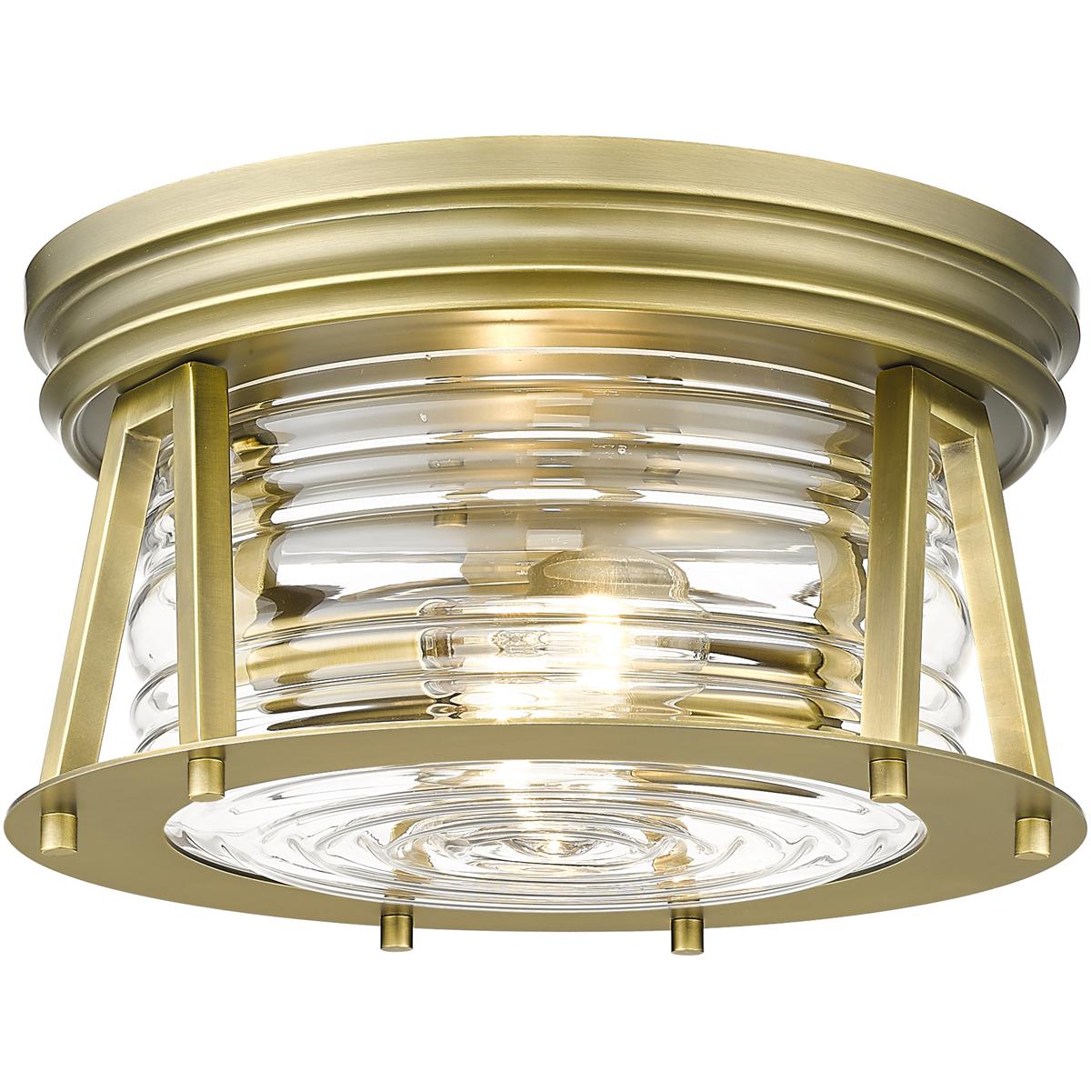 Z-Lite 491F2-RB Cape Harbor 2 Light 12 inch Rubbed Brass Flush Mount Ceiling Light