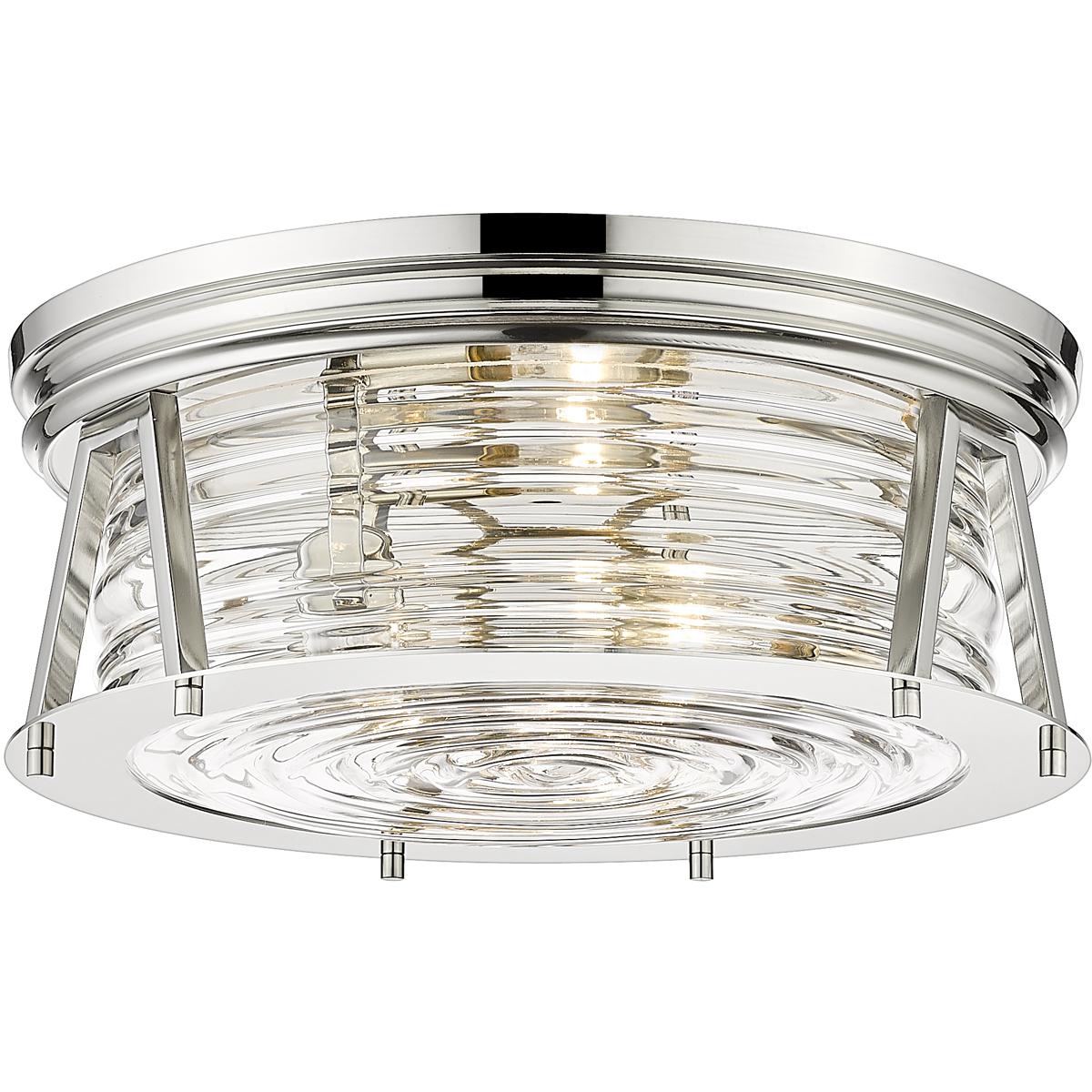 Z-Lite 491F3-PN Cape Harbor 3 Light 16 inch Polished Nickel Flush Mount Ceiling Light